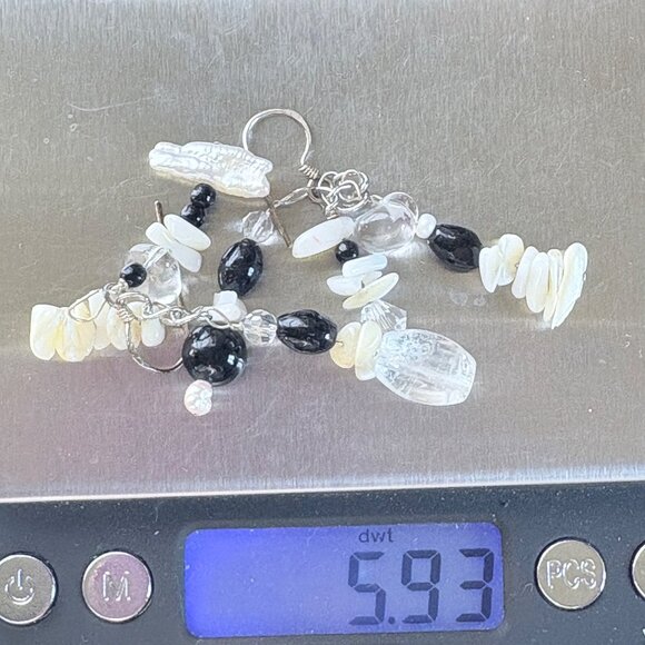 VTG Sterling Silver 925 Multi Gemstone Dangle Earrings Size 2.25" Length - Picture 8 of 8